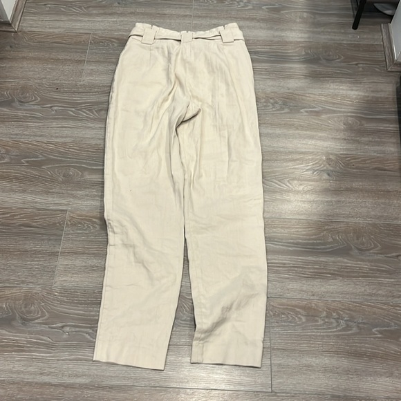 Express Tan Linen Paper Bag Waist Pants - Picture 4 of 6